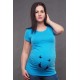 Tehotenské tričko s potlačou - modré