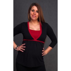 Tehotenské tričko čierno-červené
