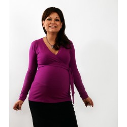 Tehotenské tričko s viazením fialové 