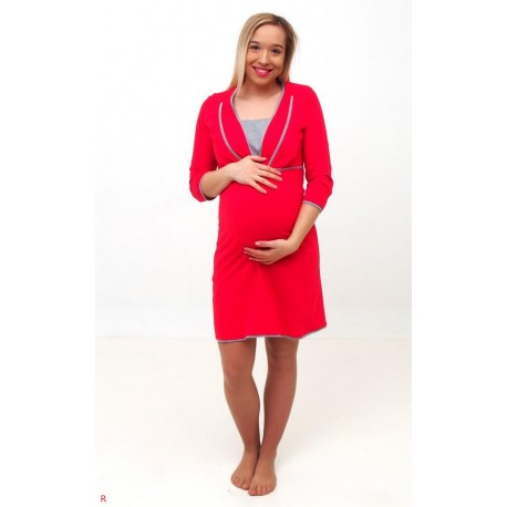 Nočná košela pre tehotné a dojčiace matky - červená