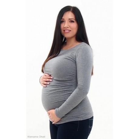 Hrubé tehotenské tričko - svetlošedé