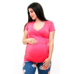 Tehotenské tričko s krátkym rukávom-lososové