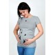Tehotenské tričko s potlačou nožičky a ručičky - sivé