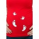 Tehotenské tričko s potlačou nožičky a ručičky - červené