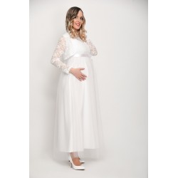 Dlhé tehotenské svadobné šaty s bolerkom - velkosť XL