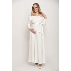 Dlhé tehotenské svadobné šaty s bolerkom