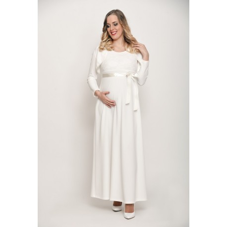 Dlhé tehotenské svadobné šaty s bolerkom
