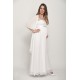 Dlhé tehotenské svadobné šaty so štólou - biele