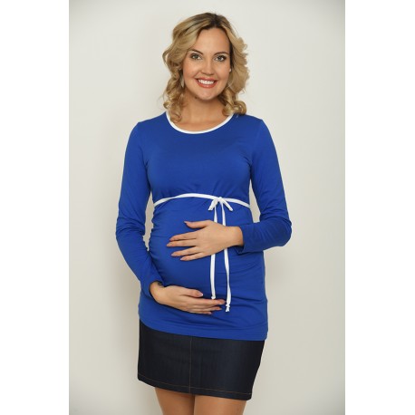 Tehotenské tričko s viazaním - kráľovské modré