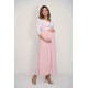 Dlhé tehotenské šaty s čipkou - púdrové