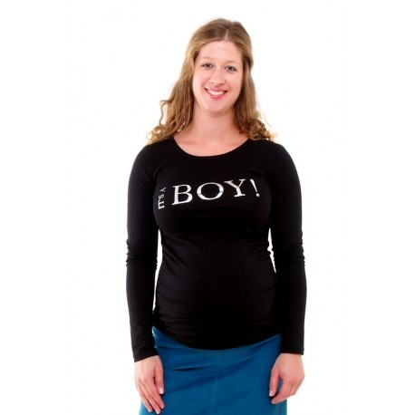 Tehotenské tričko s potlačou It´s a Boy! - čierne