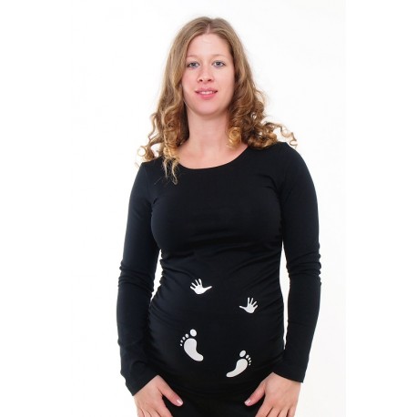 Tehotenské tričko s potlačou - strieborná potlač